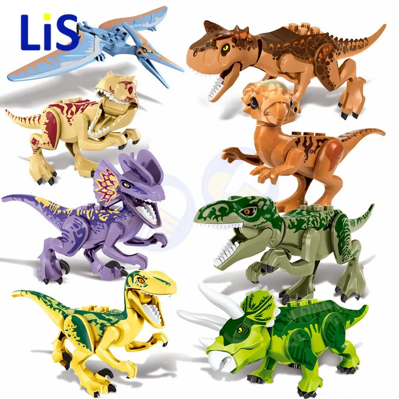 Новый 8 шт./компл. совместим с logoes Юрского периода миров тираннозавра T-rex Indominus Rex