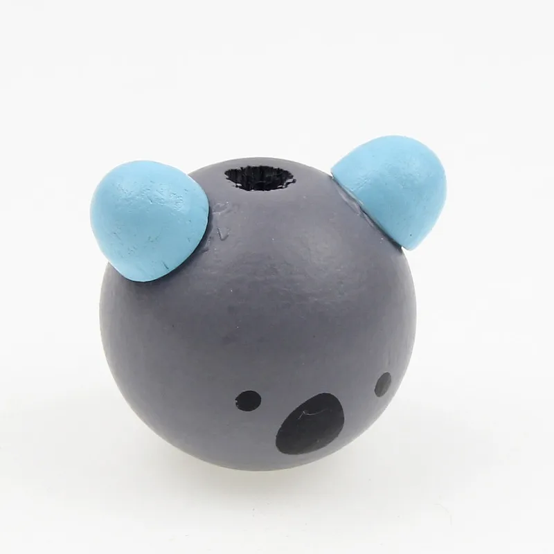 5 шт. 3D деревянные бусины с мишкой, милый шар для лица, для изготовления ювелирных изделий, сделай сам, детское украшение «соска», цепочка 25 мм - Цвет: Gray Blue