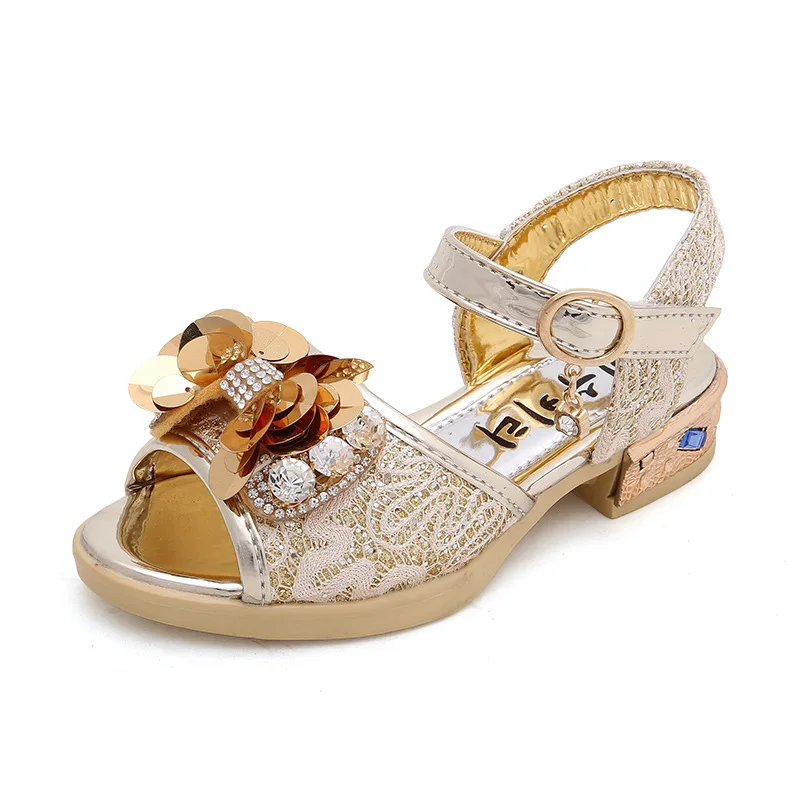 

Summer New Girls Sandals Korean Style Elegent Glitter Bow-knot Princess Shoes Leather Soft Sole Big Girl 12 13 Daily Sandals