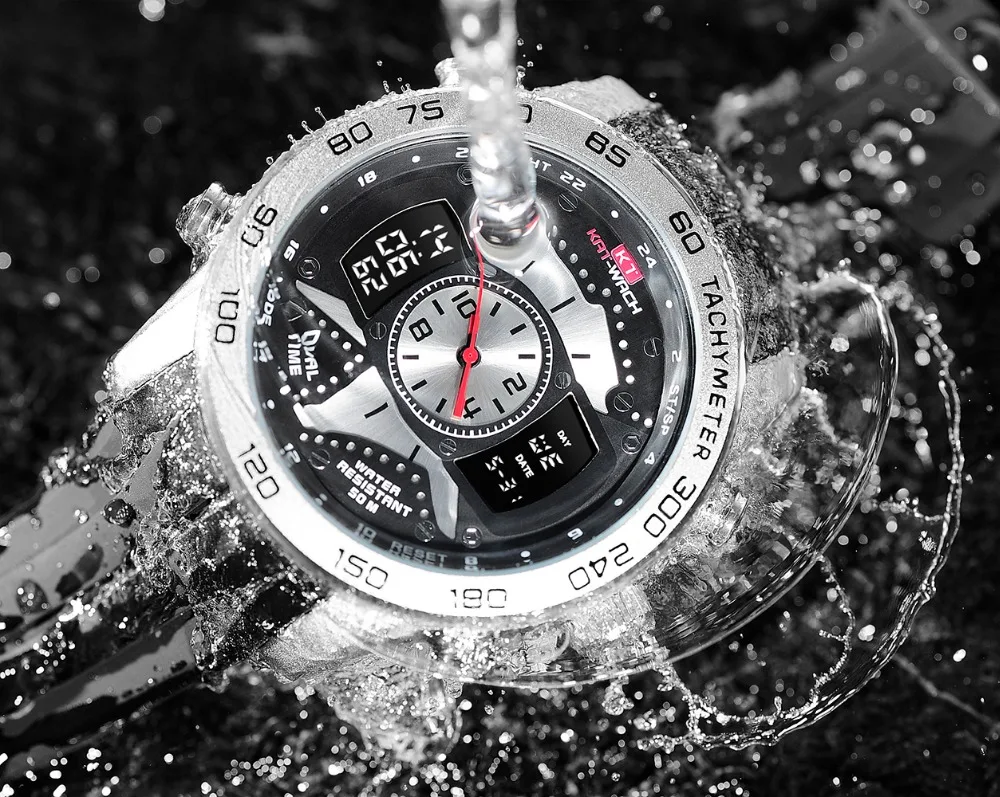  KAT-WACH Men's Chronograph Analog Quartz Watch Date Luminous Hands Waterproof Silicone Strap Wrists