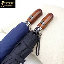 Двухслойные большие зонты для мужчин Автоматический Зонт ветрозащитный TTK дождь 3 складной с деревянной ручкой Рыбалка мужской зонтик для мужчин подарок