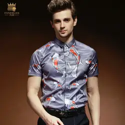 FANZHUAN дизайнер прилив бренд 2018 новые летние Для мужчин рубашка модные тонкие принтом Футболка с коротким рукавом Для мужчин; брендовая
