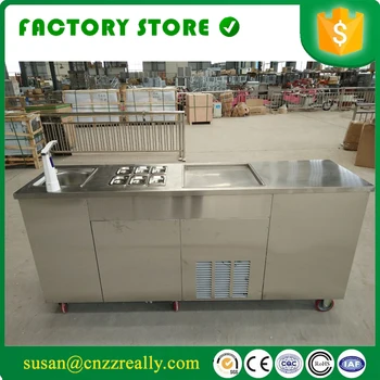 

New designed mobile fried ice cream machine with water tank freezer and a closet fry ice cream roller machine for sale