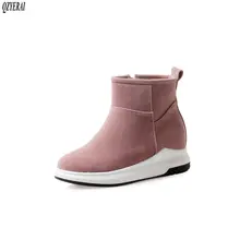 QZYERAI New winter plush warm snow boots women boots flat casual style fur snow boots warm women shoes size 34-43 qzyerai size 34 43 women snow boots genuine sheepskin leather snow boots natural fur winter boots warm wool women boots