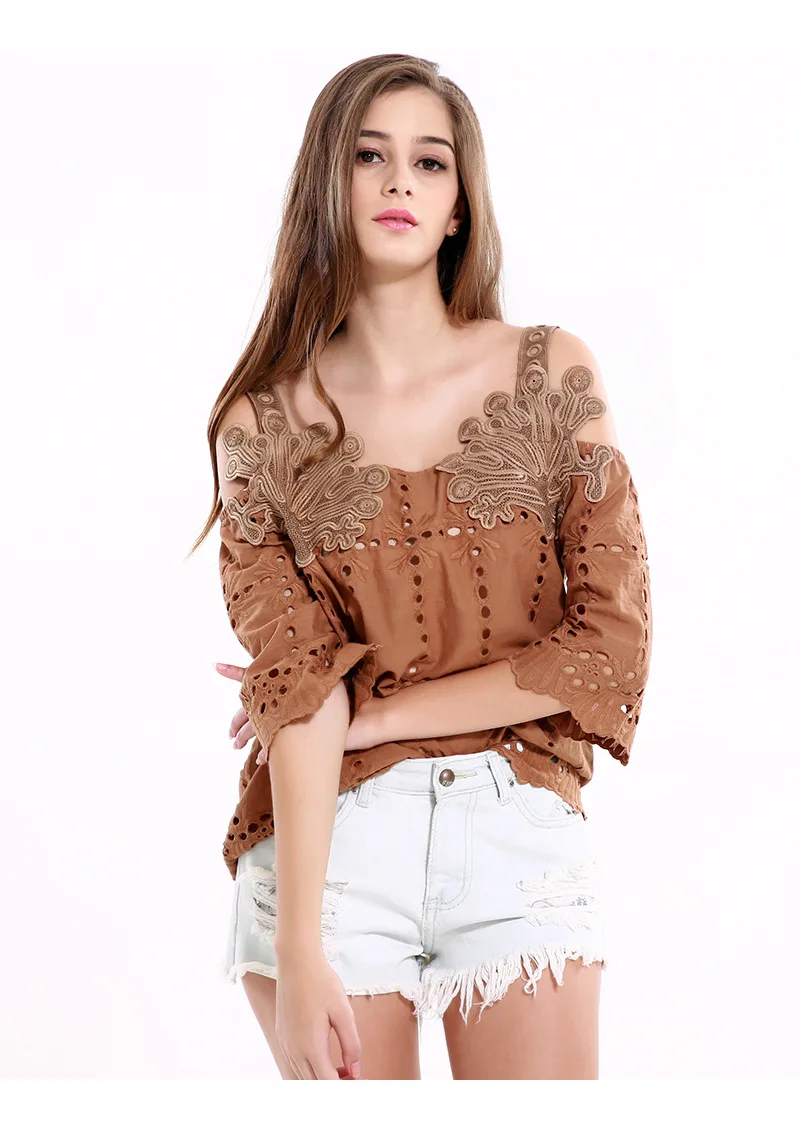 2016 Fashion Brand Summer Women Blouses Sexy Hollwo Out