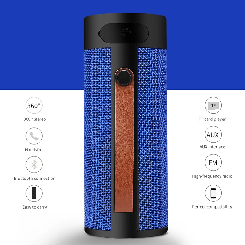 

Portable Wireless Bluetooth Speaker Stereo Soundbar TF FM Radio Music Subwoofer Column Speakers for Computer Phones T4
