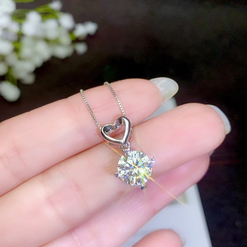 BOEYCJR 925 серебро 0.5ct/1ct/2ct/3ct F цвет Moissanite VVS помолвка Свадебная подвеска, ожерелье для женщин Подарок на годовщину