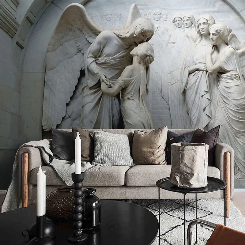 Custom Mural Wallpaper European-Style Small Angel Cupid Tv - View #10