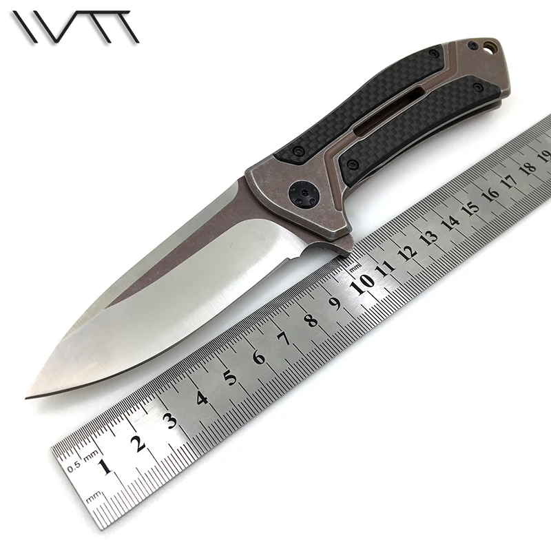 WTT 0801 Folding Pocket Knife D2 Blade Steel + Carbon Fiber Handle