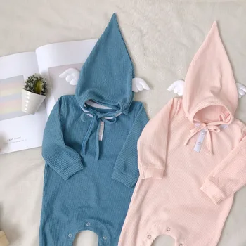 

Baby rompers new born baby clothes Simple cotton Solid color rompers Alien modeling knitted baby clothes newborn jumpsuit