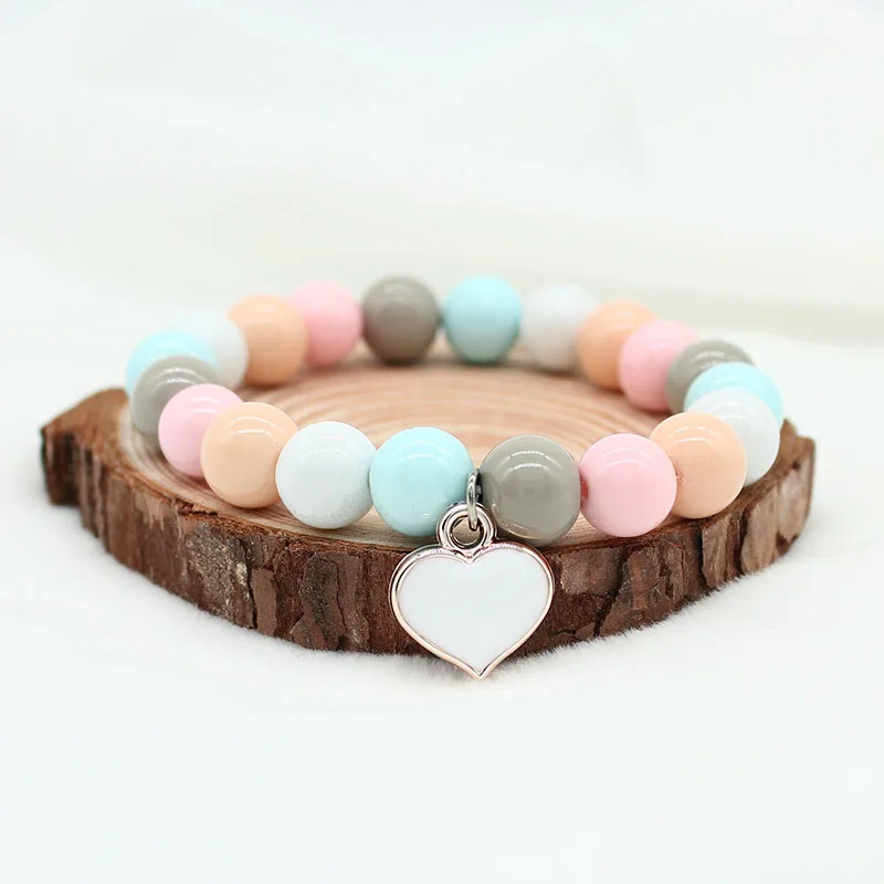 

Fashion Glass Beads Bracelet For Women Girls Love Heart Charm Bracelets & Bangles Man Men Crystal Beaded Jewelry Gifts