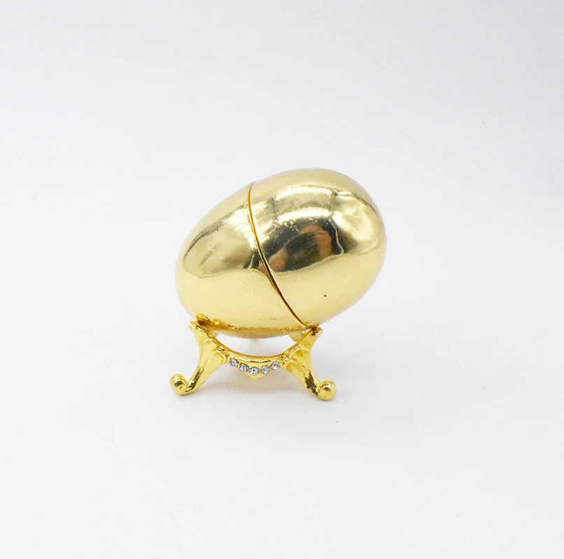 

YUNGE Easter Christmas Gifts Golden Egg jewelry trinket box on Stand set miniature figurines Window display stand decoration
