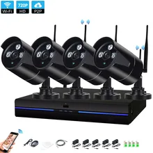 plugin&play 4CH Wireless NVR 720P CCTV System 4PCS 1.0MP indoor outdoor Wifi IP CCTV Security Camera System Surveillance Kit