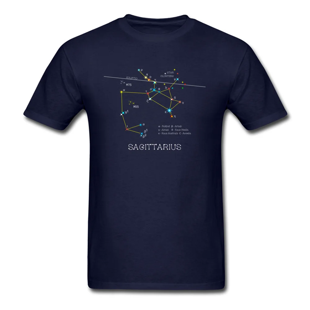 FamilyLeisure Short Sleeve Tees Father Day Brand Crewneck Pure Cotton T-Shirt Men Top T-shirts Zodiac Constellation Sagittarius  Zodiac Constellation Sagittarius navy