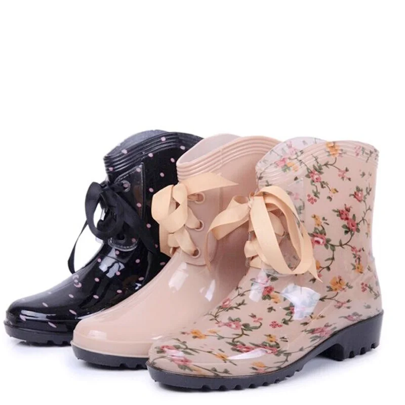 lace up rain boots womens