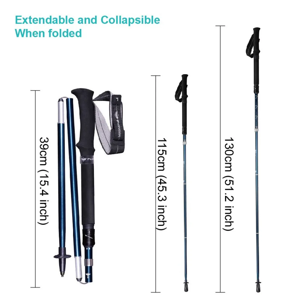 1PC 5 Section Folding Trekking Poles Aluminum Hiking Sticks Collapsible