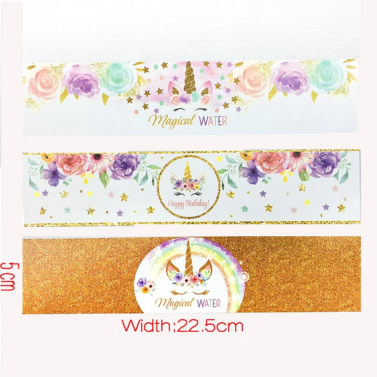 

Unicorn Party Decorations 24pcs/lot Water Bottle Sticker Labels for Baby Shower Unicorn Theme Kids Birthday Party Supplies