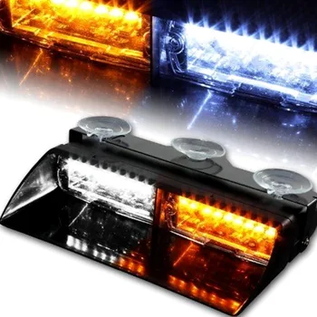 

DC 12V Car 16 LED Amber White Police Strobe Flash Light Dash Emergency Flashing Light Car-Styling Strobe Warning Light