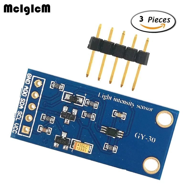 

MCIGICM 3pcs BH1750FVI AVR 3V-5V GY-30 Digital Light Intensity Sensor Module
