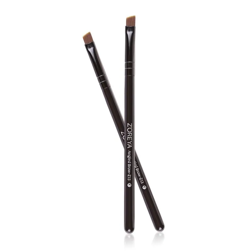 

Bevel Angled Nylon Eyebrow Brush Black Wooden Handle Eyebrow Powder Applicator Makeup Brushes Tool
