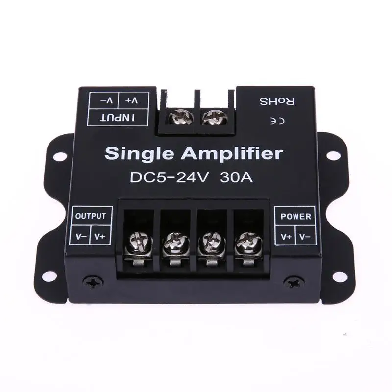 

Colorful RGB LED Dimmer DC5-24V 30A Signal Repeater 1 Channel Dimmer Power Amplifier
