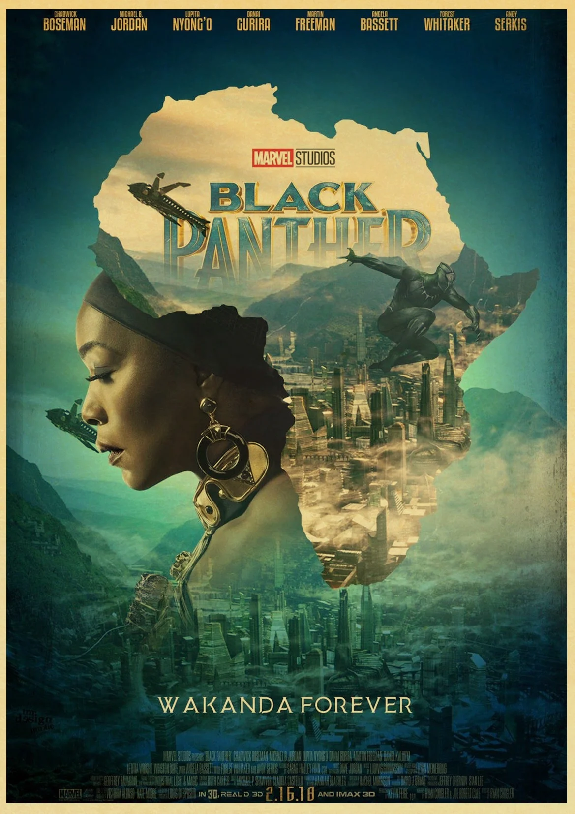 Фильм Marvel Черная пантера плакат Chadwick Boseman художественный плакат настенная покраска для комнаты прозрачная картина украшение