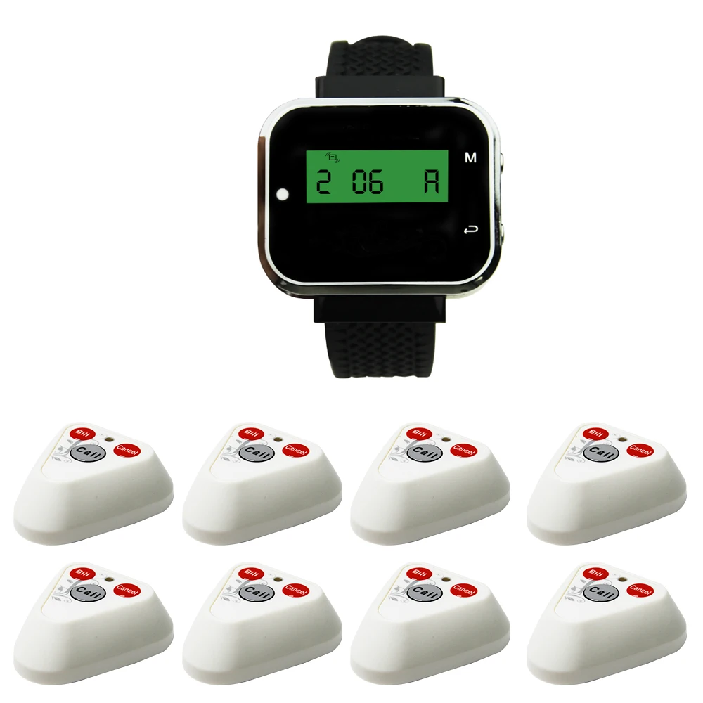 JINGLE BELLS 8 calling buttons+1 watch pager receiver restaurant waiter