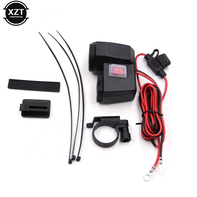 

Dual USB Output Motorcycle Handlebar Clamp Power Adapter Charger Waterproof 5V/2.1A USB Charging System With DC 12V Car Cigare