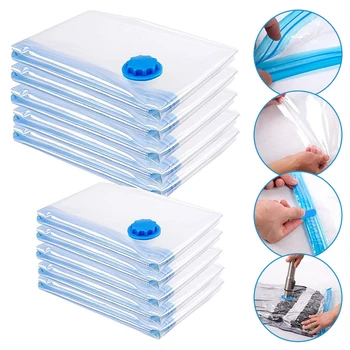 

10pcs Vacuum storage bag Organizer Foldable Extra Large Seal Compressed travel Saving Space Bags Organizer Transparent Border