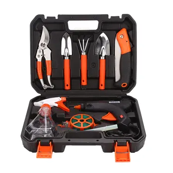 

9pcs Garden Tool Set Shovel Rake Multifunctiona Kit Gardening Tools Bonsai Toolbox Stainless Steel Silver Portable Prune
