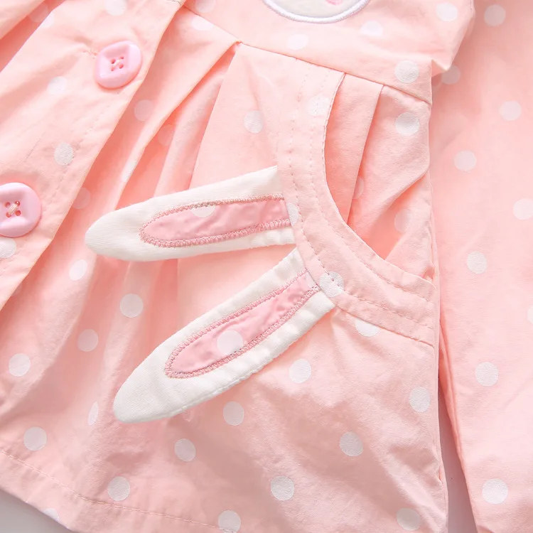 7 Bibihou Baby Girls Jacket Clothes 2017 Spring Cotton Sweet Newborn Bow Cartoon Rabbit Hooded Windbreaker For Jackets & Coats