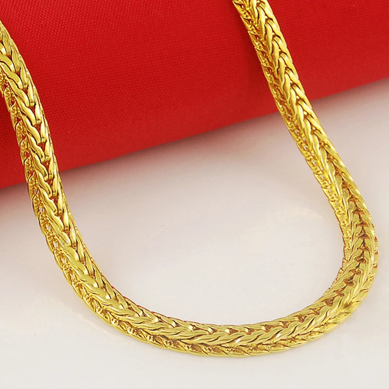 

High Quality 24K Gold Color Plated Necklaces Gold Color Chain Men Necklaces Jewelry Wholesale