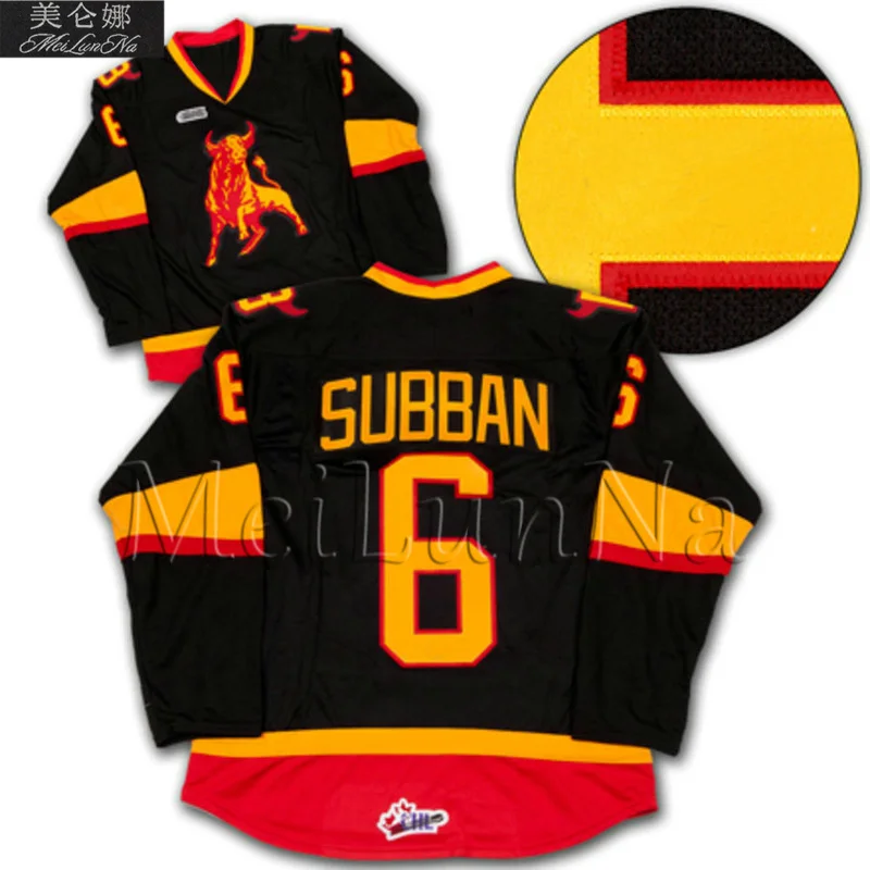 

MeiLunNa Custom OHL Belleville Bulls Jerseys 6 PK Subban Jason Spezza 15 Dunc MacIntyre Doug Gilmour Sewn On Any Name NO.Size