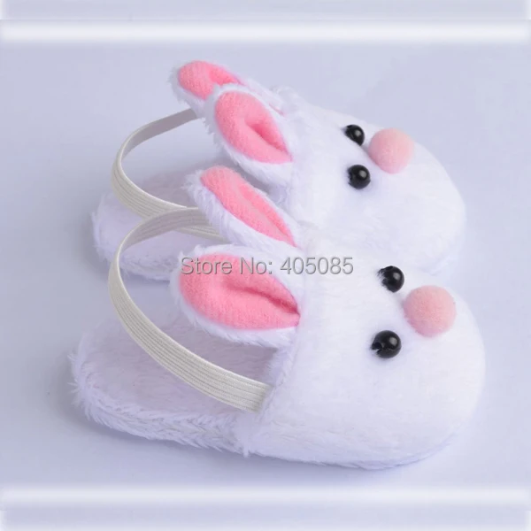 Cute White Bunny Rabbit Slipper Doll Shoes For 18" American Girl Doll