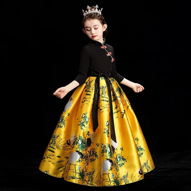 Otoño Invierno Noble niños niñas estilo chino tradicional fiesta de noche modelo de rendimiento vestido de los niños adolescentes vestido de baile de graduación - 2