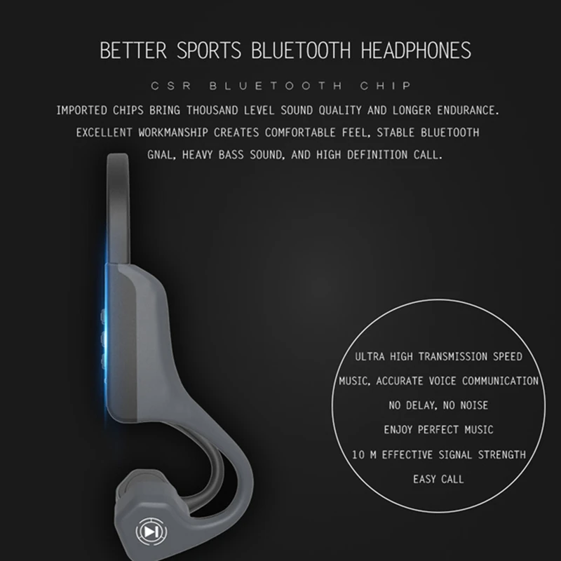 VTIN V8 Bone Conduction Wireless Bluetooth Earphone IPX5 Waterproof Outdoor Sport Headset with Microphone Handsfree Headsets     (10)
