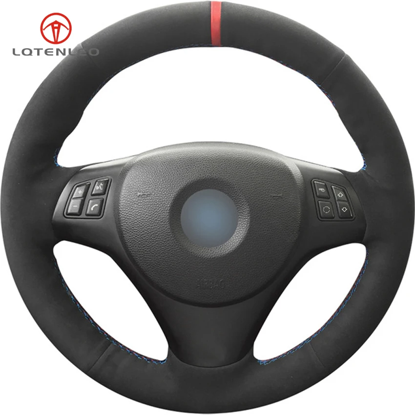 

LQTENLEO Black Suede DIY Hand-stitched Car Steering Wheel Cover for BMW M3 2009-2013 M1 Coupe