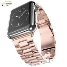 KINGBEIKE 4 Colors Stainless Steel Watchband For Apple Watch 38mm 40mm 42mm 44mm Series 1/2/3/4 Wristwatch Bracelet Strap