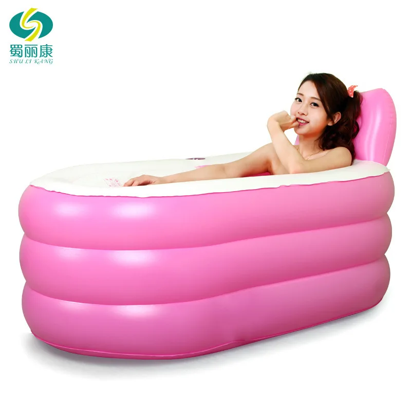 ispessito adulto vasca da bagno gonfiabile vasca termale pieghevole portatile isolamento vasca con coperto rosa blu