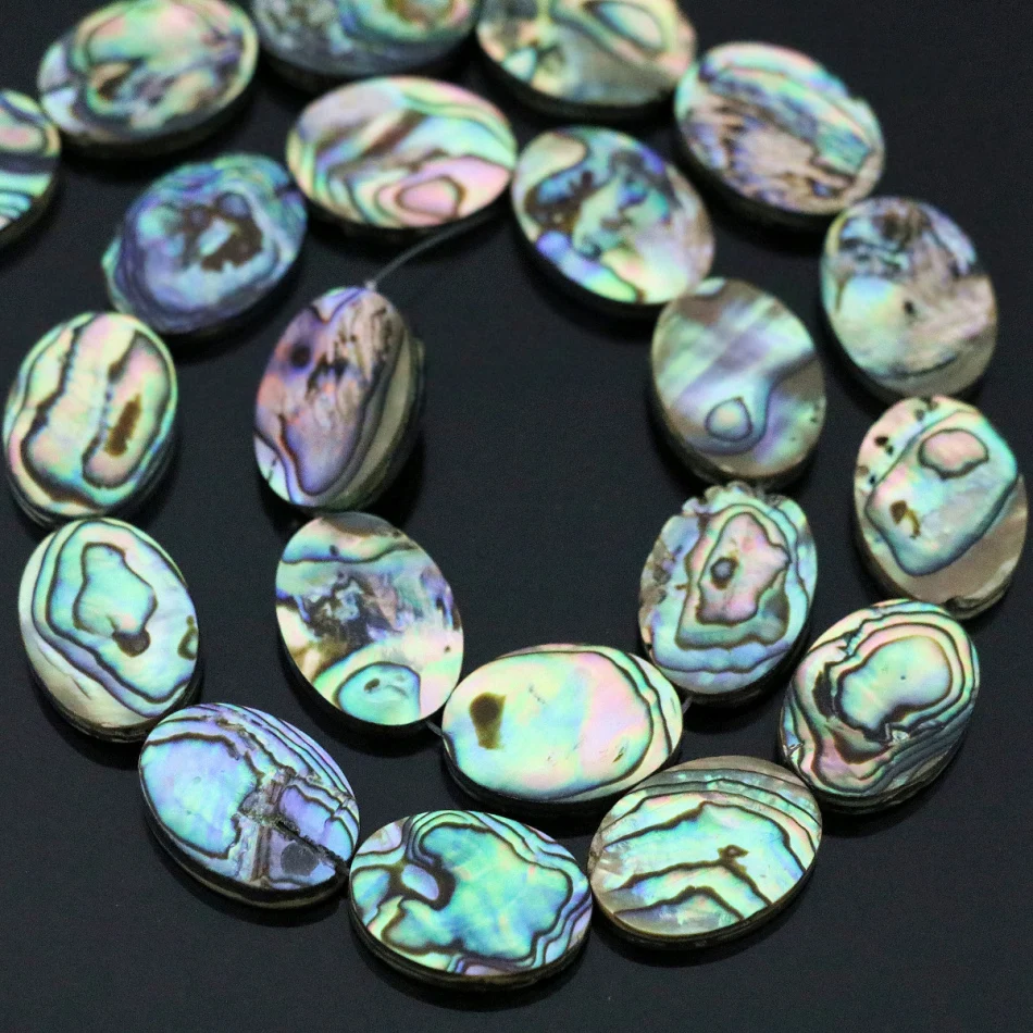 

Best price high quality peacock blue natural abalone shell oval 13*18mm diy loose beads fashion jewelry making 16inch B1163
