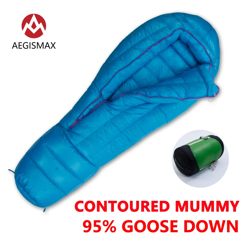 Free Shipping  AEGISMAX ULTRA Sleeping Bag Outdoor Camping bag Goose Down Mummy Extreme Cold Weather Down Lengthen