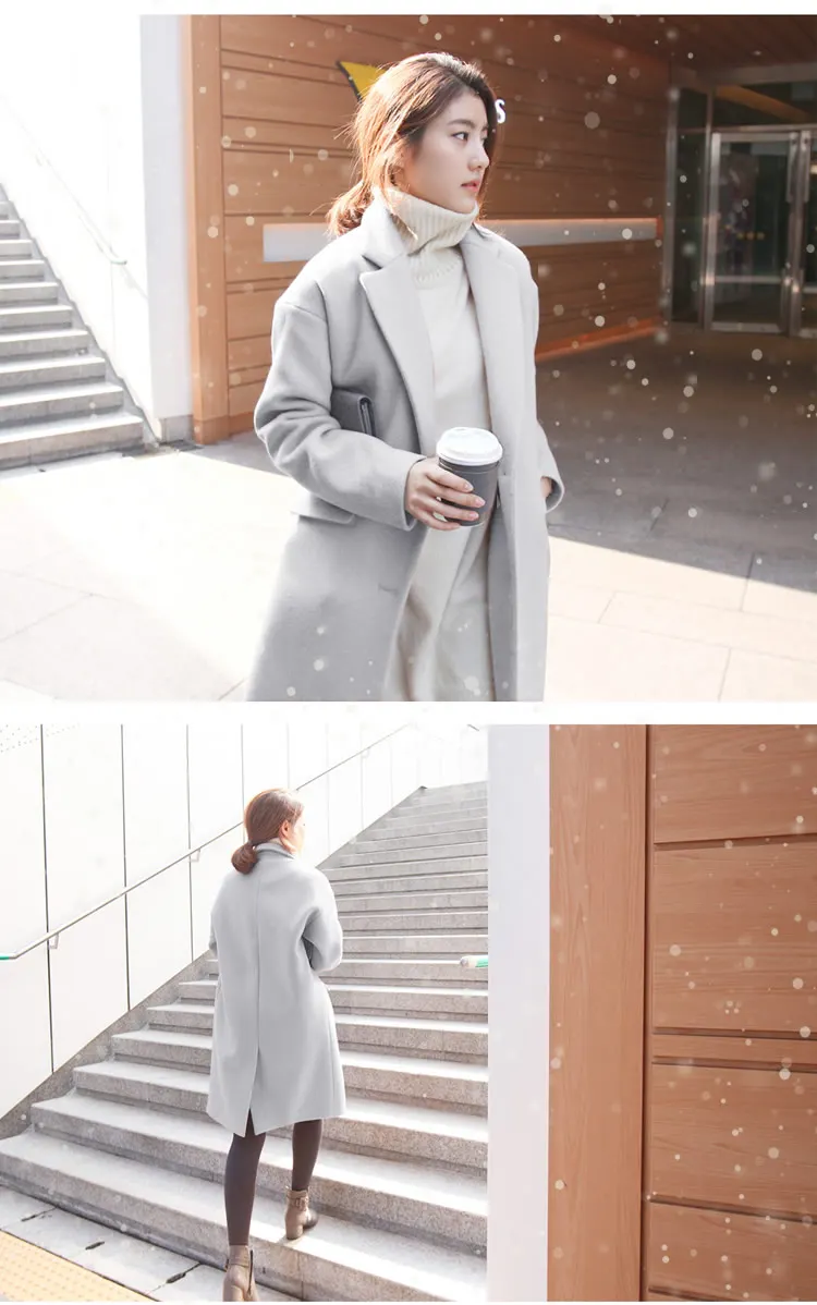 Sharezz длинное шерстяное пальто женское свободное шерстяное пальто куртка для женщин пальто осень зима манто женская верхняя одежда
