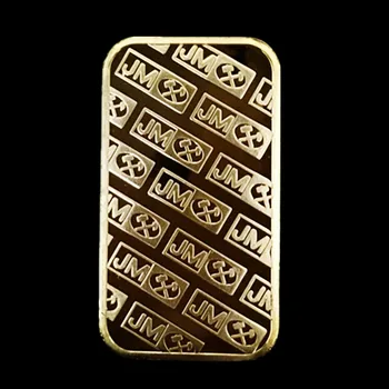 

10 Pcs The Johnson Matthey JM coin 1 OZ 24K real gold silver plated plated ingot badge 50 mm x 28 mm souvenir decoration bar