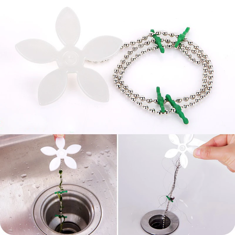 

Easy to clean drainage hair cleaning hook chain catcher sink cleaning tool kitchen bathroom floor shower sewer