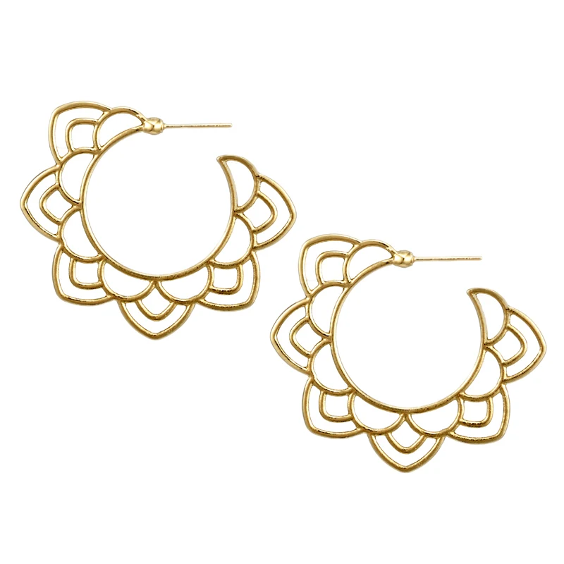

Vintage Ethnic Tribal Floral Earring For Women Hollow Out Flower Carving Dangle Earring Boho Jewelry Chic Round Earrings