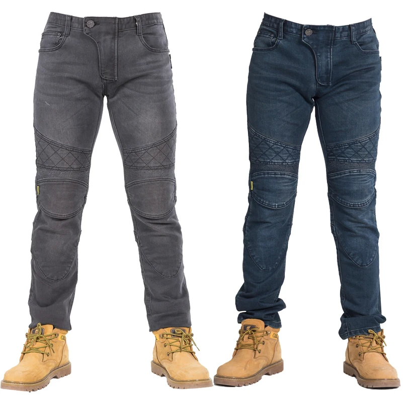 

Rock Biker 4pcs Protector Harley Style Motorcycle Jeans Cross Country Slim Denim Jeans Drop Resistance Riding Hockey Pants