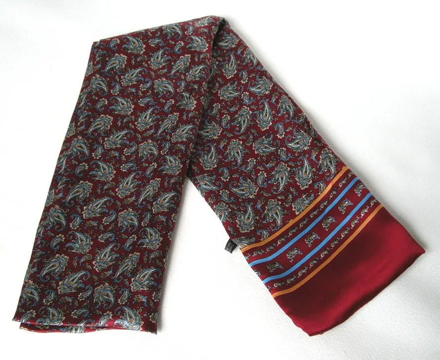 Винтажный шарф из чистого шелка для мужчин, модный шарф с цветочным узором кешью, двухслойные шелковые атласные шейные платки