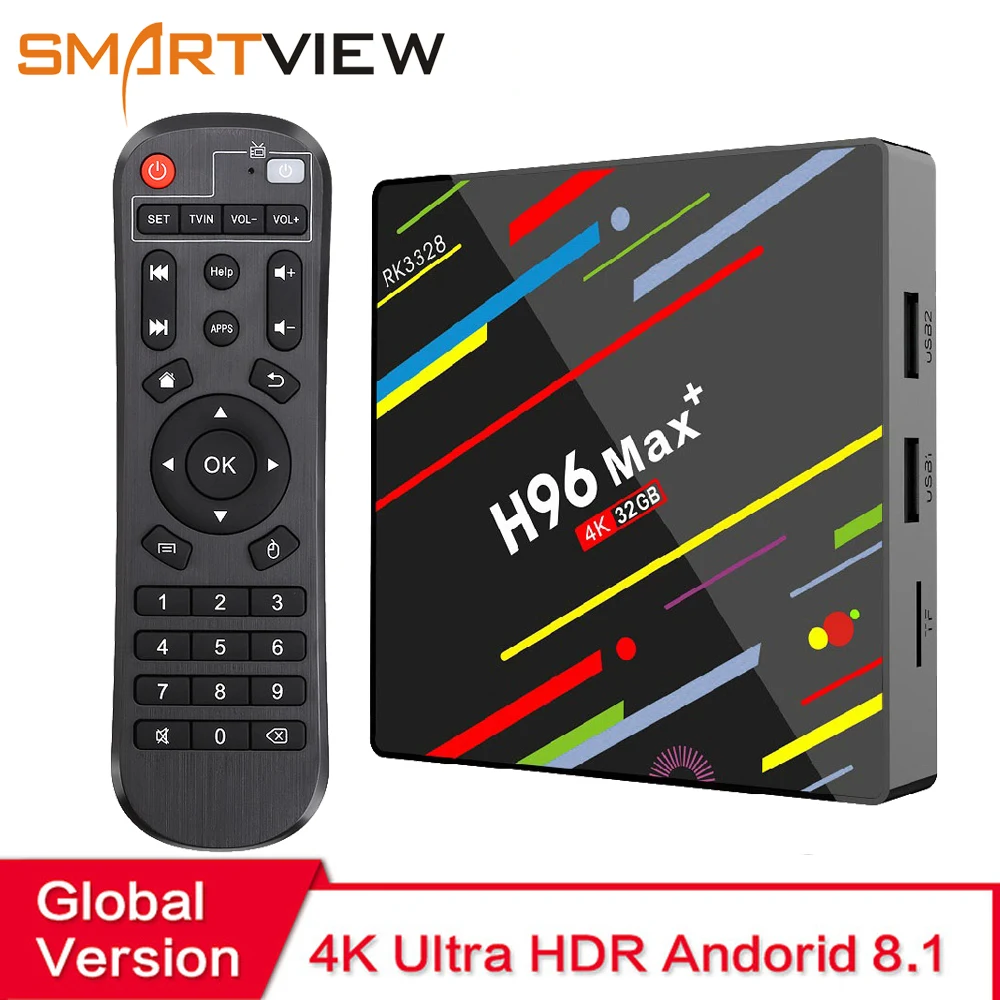 H96 MAX Plus caja de TV inteligente Android 8,1 TVBox 4 GB de Ram 32 GB/64 GB Rom Rockchip RK3328 4 K H.265 USB3.0 2,4 Ghz WiFi IP TV Set Top Box - 1