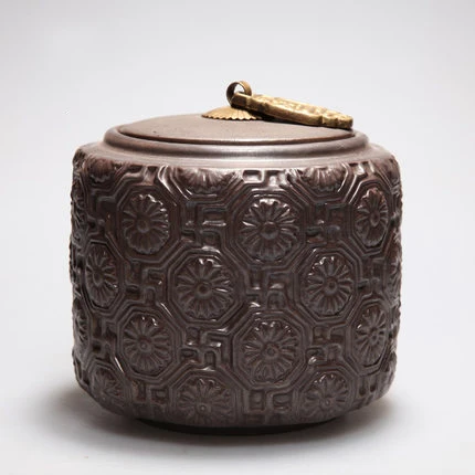 Японский стиль грубой керамики в бобах Ukiyoe Yamato-e банка чайная коробка фарфоровая банка для конфет керамическая герметичная емкость для чая caddy - Цвет: F