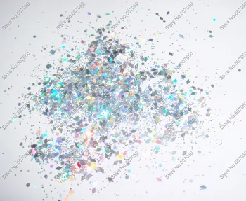 

50gram x Mixed Laser Silver(Glitter Powder+Diamond+ Hexagon) Paillette Spangles Shape for DIY Nail Art Decoration&Glitter Crafts